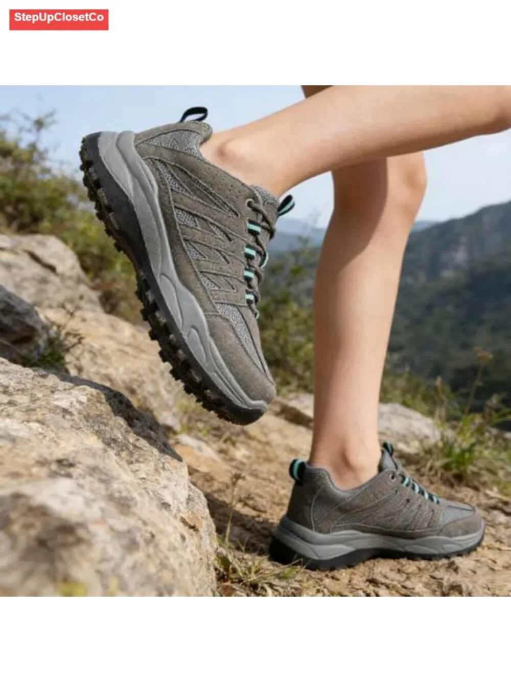 Suede and Mesh Athletic Walking Sneakers with PU and TPR Sole